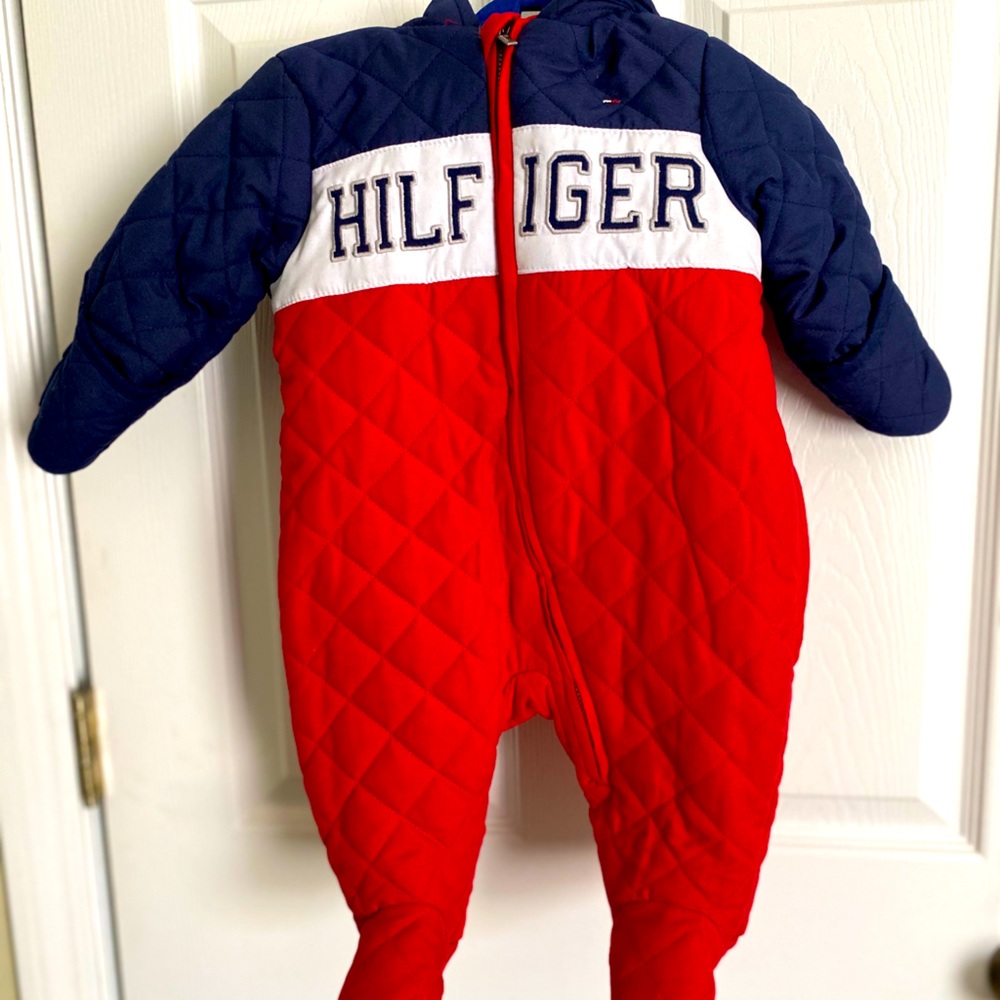 Tommy Hilfiger blue & red baby snowsuit (6-9 mths)